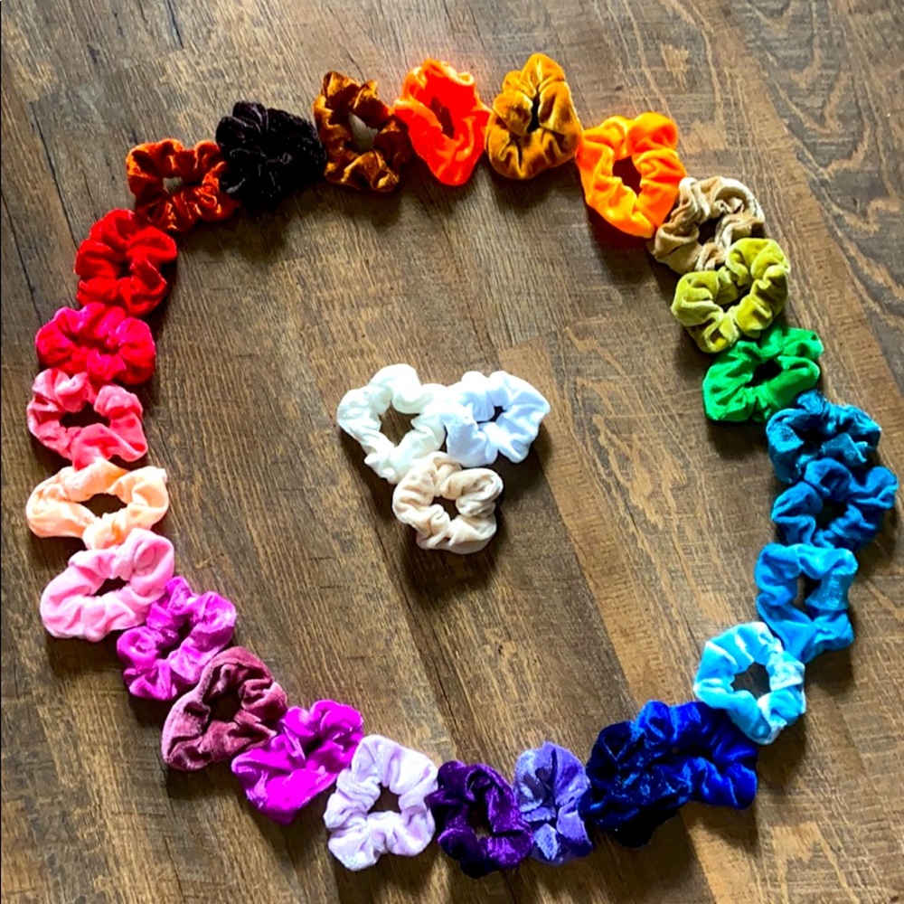 (CLOSET CLOSING FINAL SALE) Lot of New Rainbow Velvet Scrunchies